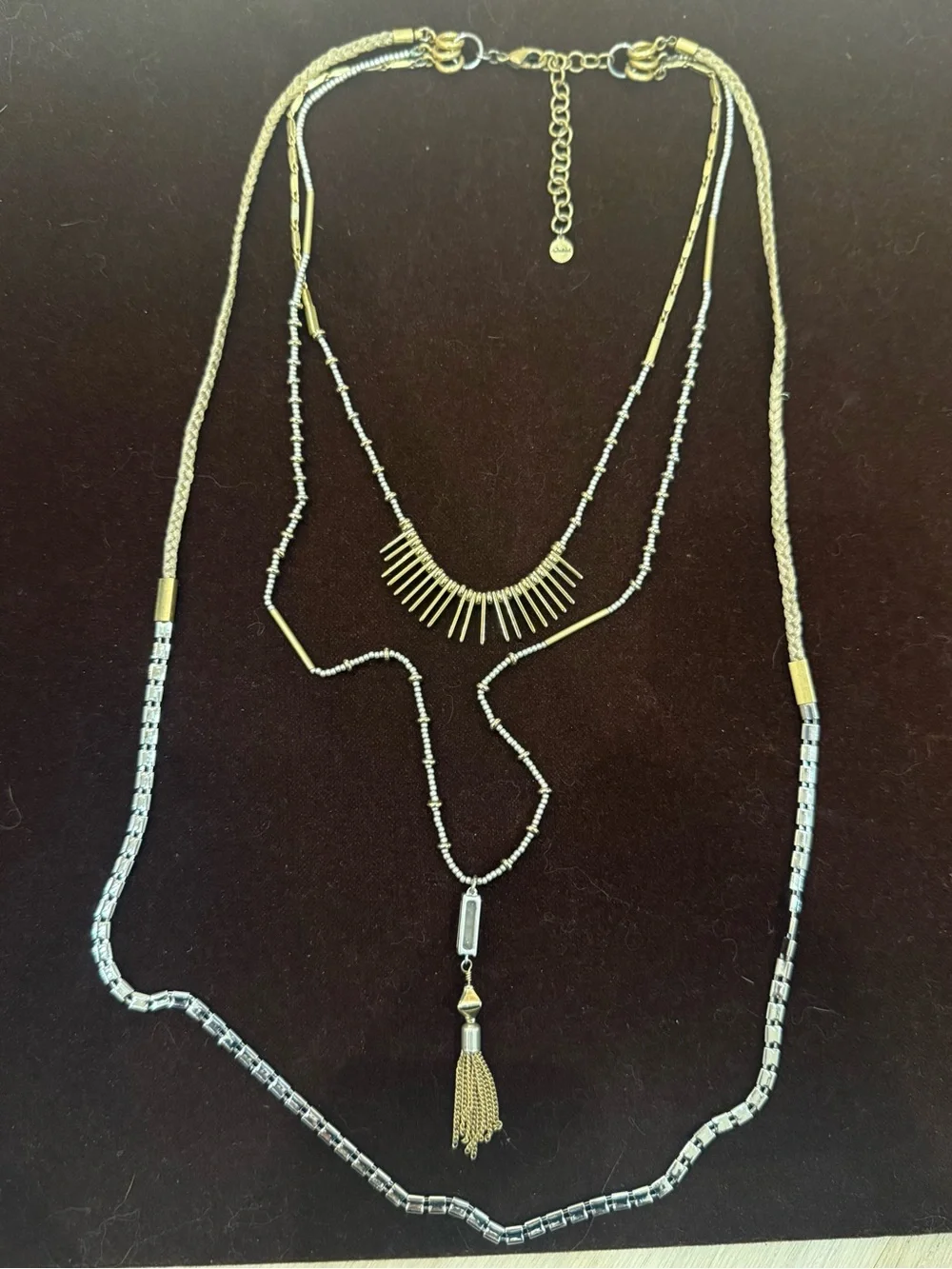 Stella & Dot Layered Gold and Silver Tassel Necklace - Women Jewelry